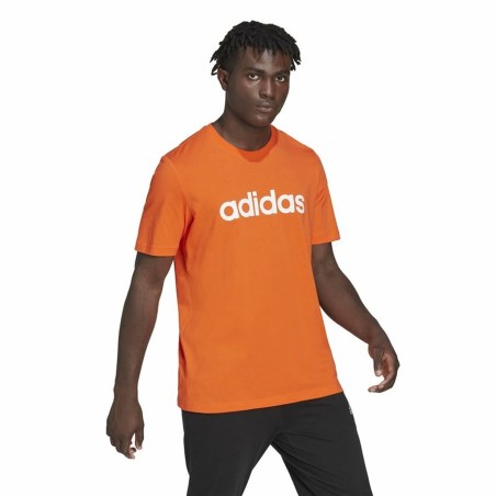 Maglia a Maniche Corte Uomo Adidas  Essentials Embroidered Linear Arancio