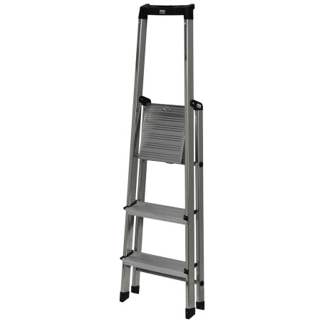 Scala Pieghevole a 3 Scalini Krause 126214 Argentato Alluminio