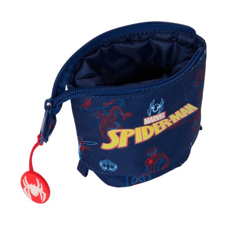 Astuccio Portapenne Spider-Man Neon Blu Marino 8 x 19 x 6 cm