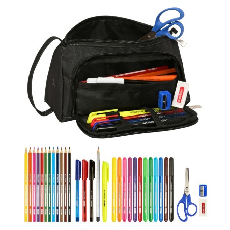 Astuccio per la Scuola con Accessori Safta California Nero 20 x 11 x 8.5 cm (32 Pezzi)