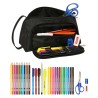 Astuccio per la Scuola con Accessori Safta California Nero 20 x 11 x 8.5 cm (32 Pezzi)