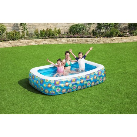 Bestway Piscina Gonfiabile 3 Camere Floreale 229x152x56 cm +6 Anni Giardino 54120