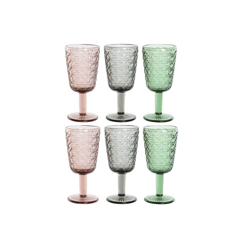 Set di Bicchieri Home ESPRIT Nero Rosso Verde Cristallo 285 ml (6 Unità)