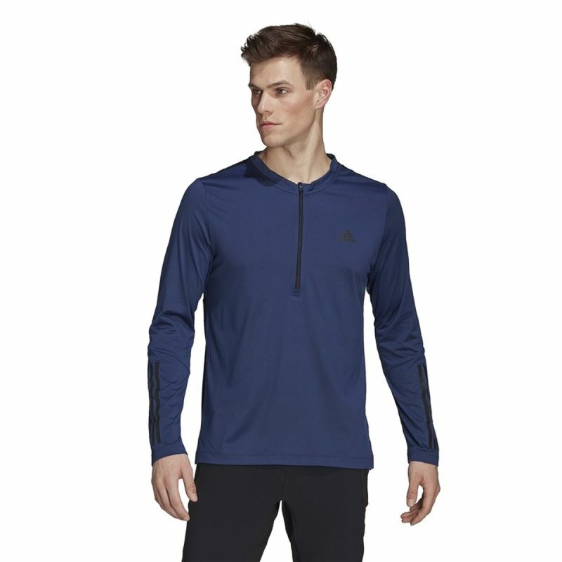 Maglia a Maniche Lunghe Uomo Adidas Training 1/4-Zip Blu scuro Maglia a Maniche Lunghe Uomo Adidas Training 1/4-Zip Blu scuro