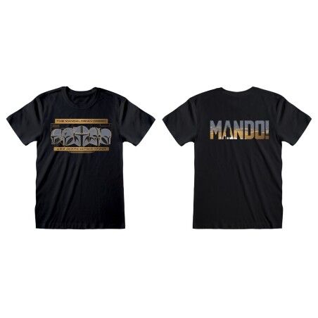 Maglia a Maniche Corte The Mandalorian Row of Helmets Nero Unisex