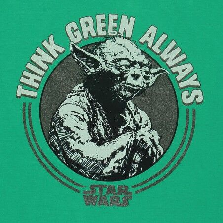Maglia a Maniche Corte Star Wars Yoda Think Green Verde Unisex