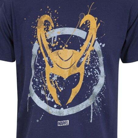 Maglia a Maniche Corte Marvel Splatter Logo Azzurro Unisex