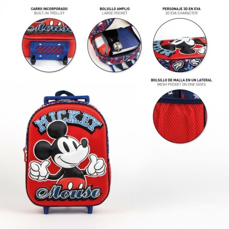 Trolley per la Scuola Mickey Mouse Rosso 25,0 x 31,0 x 10,0 cm 3D