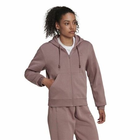 Felpa con Cappuccio e Cerniera Donna Adidas ALL SZN Fleece Caffè