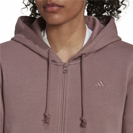 Felpa con Cappuccio e Cerniera Donna Adidas ALL SZN Fleece Caffè