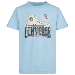 Maglia a Maniche Corte per Bambini Converse Script Sneaker Gfx Blu cielo