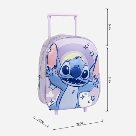 Trolley per la Scuola 3D Stitch Lilla 25,0 x 31,0 x 10,0 cm