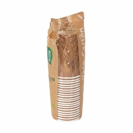 Set di Bicchieri Algon Monouso Cartone carta kraft 20 Pezzi 220 ml (20 Unità)