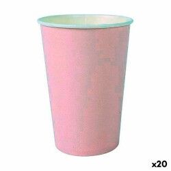 Set di Bicchieri Algon Monouso Cartone Rosa 20 Pezzi 220 ml (20 Unità)