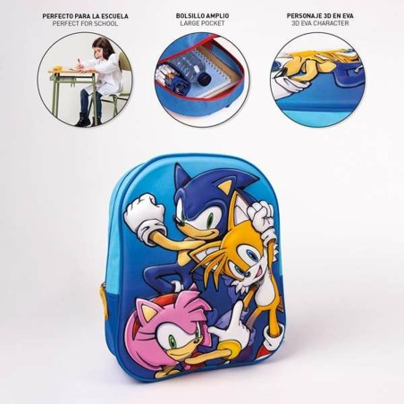 Zaino Scuola 3D Sonic 25 x 31 x 9 cm