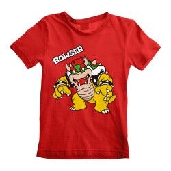 Maglia a Maniche Corte per Bambini Super Mario Bowser Text Rosso