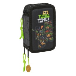 Plumier Triplo Teenage Mutant Ninja Turtles Nero Grigio 12,5 x 19,5 x 5,5 cm 36 Pezzi