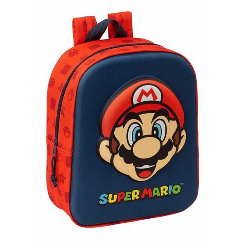 Zaino Scuola Super Mario Rosso 22 x 27 x 10 cm 3D Zaino Scuola Super Mario Rosso 22 x 27 x 10 cm 3D
