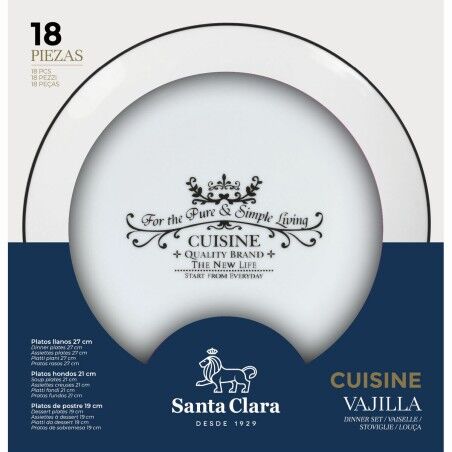 Servizio di Piatti Santa Clara Cuisine Porcellana Rotonda 18 Pezzi (2 Unità)