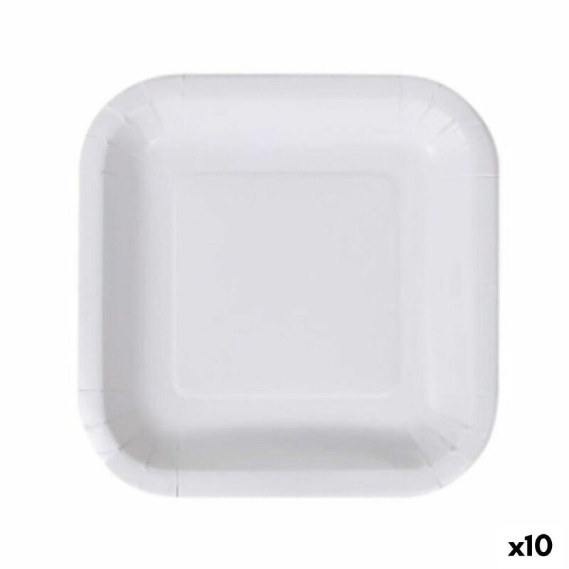 Set di piatti Algon Monouso Bianco Cartone Quadrato 20 cm (10 Unità) Set di piatti Algon Monouso Bianco Cartone Quadrato 20 cm (10 Unità)