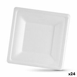 Set di piatti Algon Monouso Bianco Canna da Zucchero Quadrato 16 cm (24 Unità)