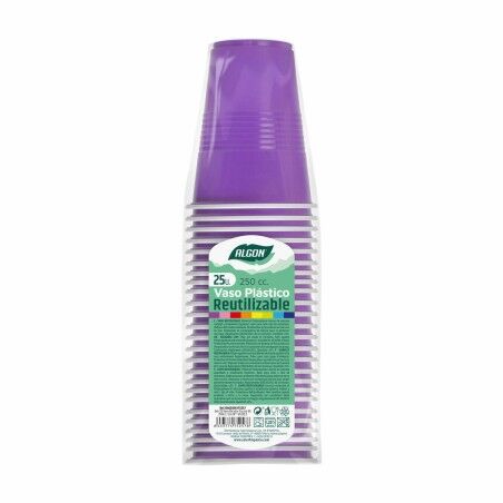 Set di bicchieri riutilizzabili Algon Fucsia 24 Unità 250 ml (25 Pezzi)