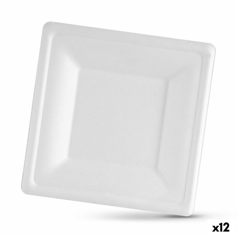 Set di piatti Algon Monouso Bianco Canna da Zucchero Quadrato 16 cm (12 Unità) Set di piatti Algon Monouso Bianco Canna da Zucchero Quadrato 16 cm (12 Unità)