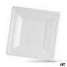Set di piatti Algon Monouso Bianco Canna da Zucchero Quadrato 16 cm (12 Unità)