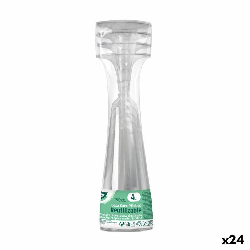 Calici da champagne riutilizzabili Algon Trasparente 24 Unità 150 ml (4 Pezzi) Calici da champagne riutilizzabili Algon Trasparente 24 Unità 150 ml (4 Pezzi)