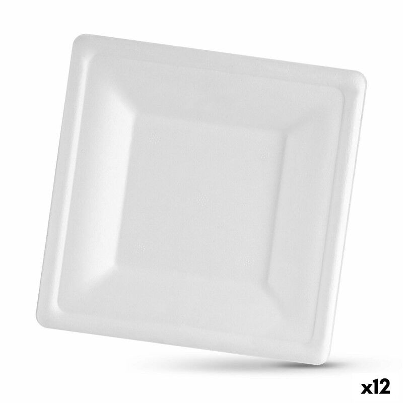 Set di piatti Algon Monouso Bianco Canna da Zucchero Quadrato 20 cm (12 Unità) Set di piatti Algon Monouso Bianco Canna da Zucchero Quadrato 20 cm (12 Unità)
