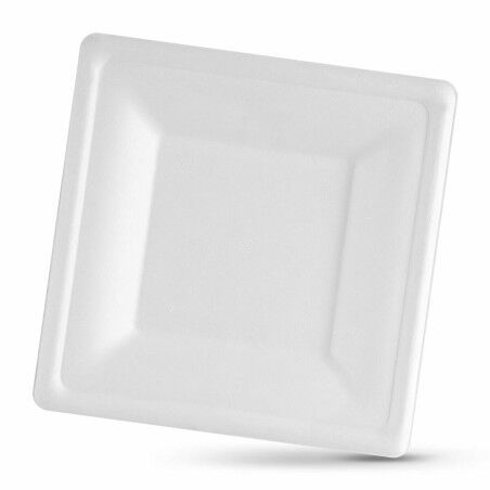 Set di piatti Algon Monouso Bianco Canna da Zucchero Quadrato 26 cm (8 Unità)