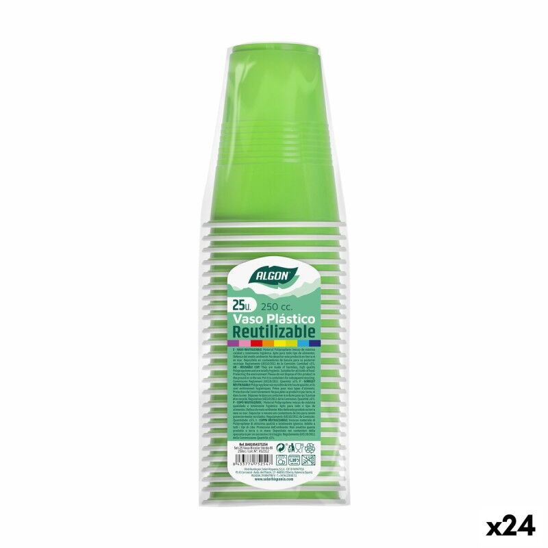 Set di bicchieri riutilizzabili Algon Verde 24 Unità 250 ml (25 Pezzi) Set di bicchieri riutilizzabili Algon Verde 24 Unità 250 ml (25 Pezzi)