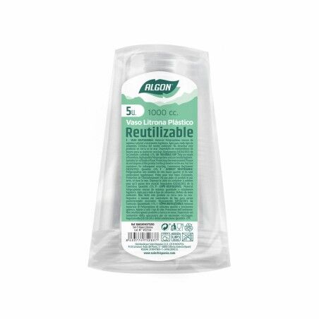 Set di bicchieri riutilizzabili Algon 1 L Trasparente 24 Unità (5 Pezzi)