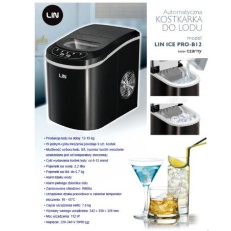 Macchina per il Ghiaccio Lin ICE PRO-B12 Nero 112 W 2,2 L