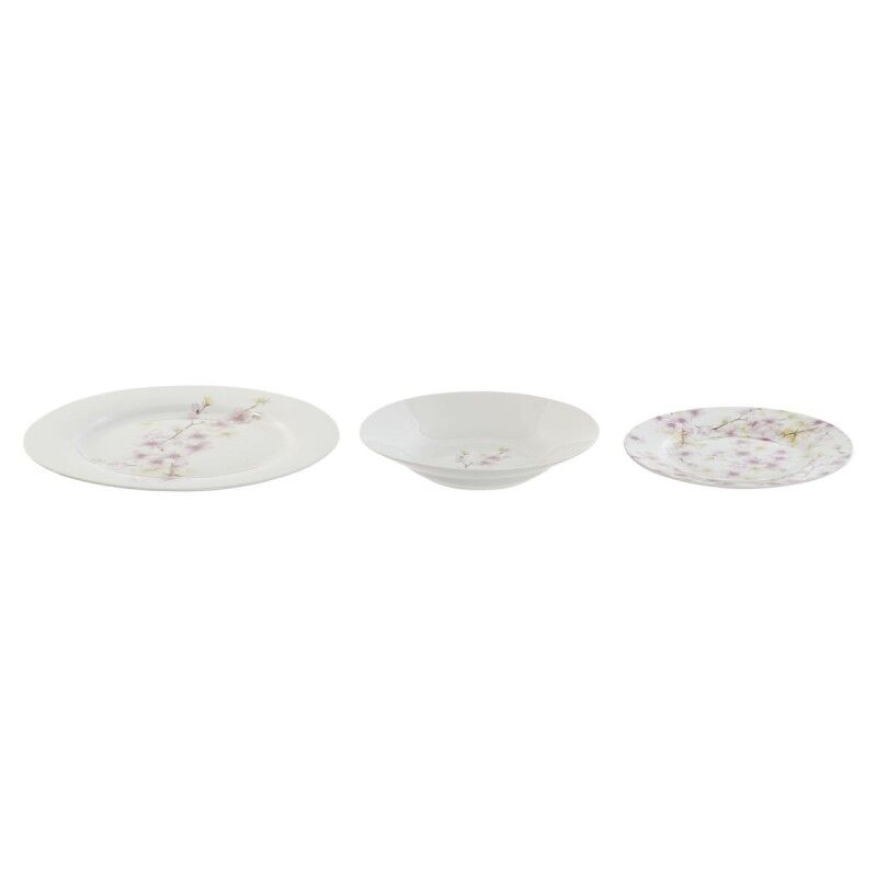 Set di Stoviglie Home ESPRIT Bianco Verde Rosa Porcellana 18 Pezzi 27 x 27 x 2 cm Set di Stoviglie Home ESPRIT Bianco Verde Rosa Porcellana 18 Pezzi 27 x 27 x 2 cm