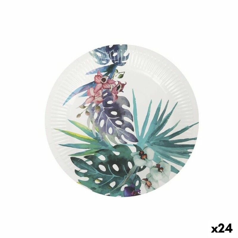 Set di piatti Algon Monouso Cartone Tropicale 10 Pezzi 20 cm (24 Unità) Set di piatti Algon Monouso Cartone Tropicale 10 Pezzi 20 cm (24 Unità)