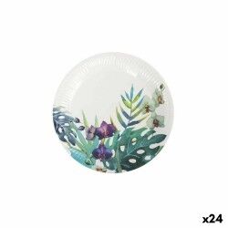 Set di piatti Algon Monouso Cartone Tropicale 12 Pezzi 18 cm (24 Unità)