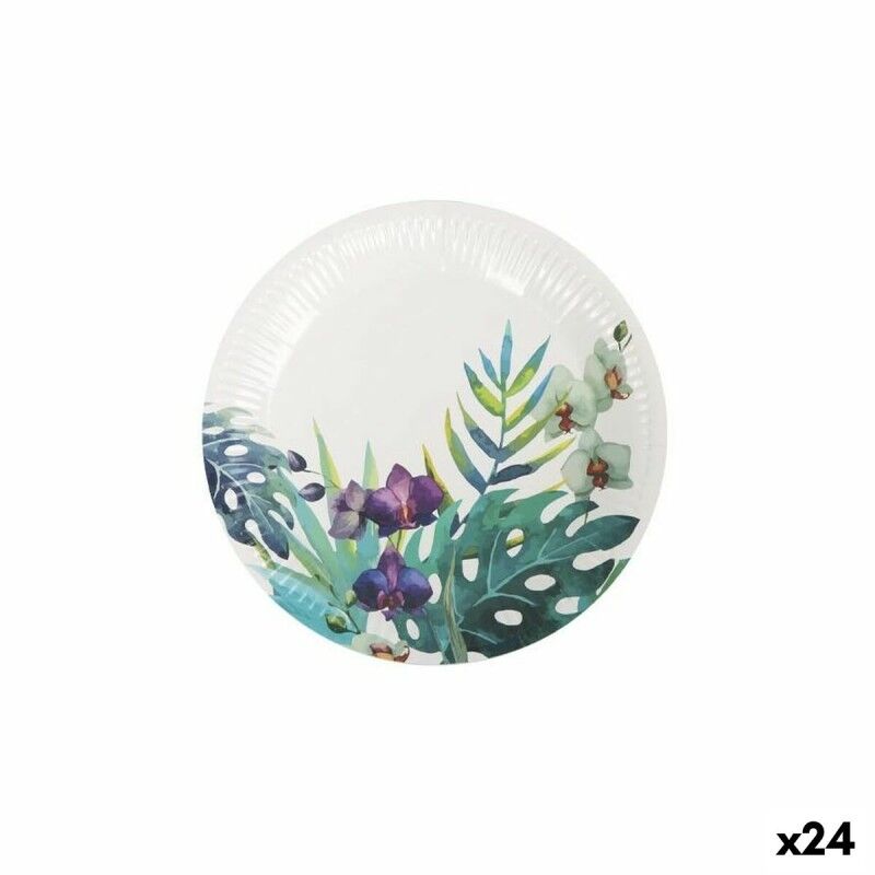 Set di piatti Algon Monouso Cartone Tropicale 12 Pezzi 18 cm (24 Unità) Set di piatti Algon Monouso Cartone Tropicale 12 Pezzi 18 cm (24 Unità)