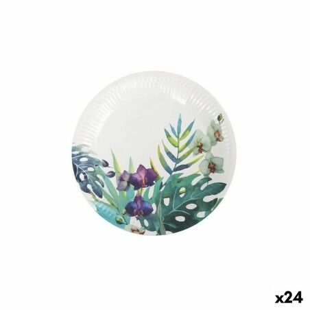 Set di piatti Algon Monouso Cartone Tropicale 12 Pezzi 18 cm (24 Unità)