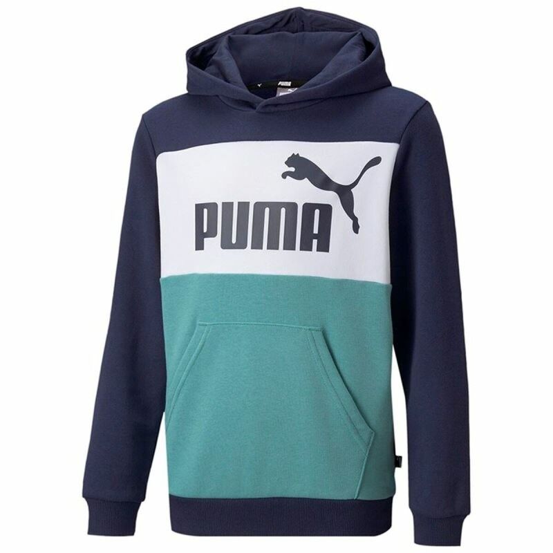 Felpa con Cappuccio Bambino Puma Essential Colorblock Blu scuro Felpa con Cappuccio Bambino Puma Essential Colorblock Blu scuro