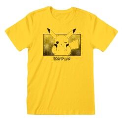 Maglia a Maniche Corte Unisex Pokémon Pikachu Katakana Giallo