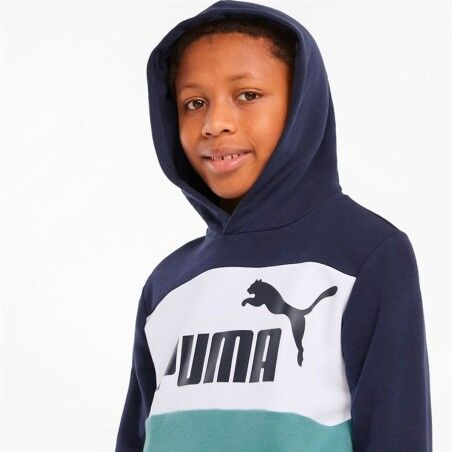 Felpa con Cappuccio Bambino Puma Essential Colorblock Blu scuro