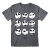 Maglia a Maniche Corte Unisex The Nightmare Before Christmas Many Faces Grigio scuro