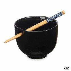 Ciotola Kinvara B10067A-N Nero Bambù 24 x 10,7 x 13,3 cm Bacchette asiatico/oriental (12 Unità)