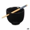 Ciotola Kinvara B10067A-N Nero Bambù 24 x 10,7 x 13,3 cm Bacchette asiatico/oriental (12 Unità)