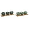 Set da Aperitivo Home ESPRIT Verde Verde scuro Bambù Porcellana Tropicale 4 Pezzi 32 x 10 x 7 cm (2 Unità)