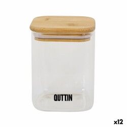 Contenitore per Conservare gli Alimenti Quttin Bambù Vetro Borosilicato 480 ml (12 Unità)