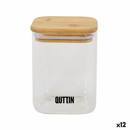 Contenitore per Conservare gli Alimenti Quttin Bambù Vetro Borosilicato 480 ml (12 Unità)
