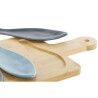 Set da Aperitivo Home ESPRIT Azzurro Verde Blu Marino Bambù Porcellana Mediterraneo Pesci 36 x 18 x 1,3 cm 5 Pezzi