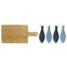 Set da Aperitivo Home ESPRIT Azzurro Verde Blu Marino Bambù Porcellana Mediterraneo Pesci 36 x 18 x 1,3 cm 5 Pezzi